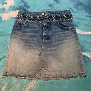 GRLFRND Milla Denim Mini Skirt, grommets & rings